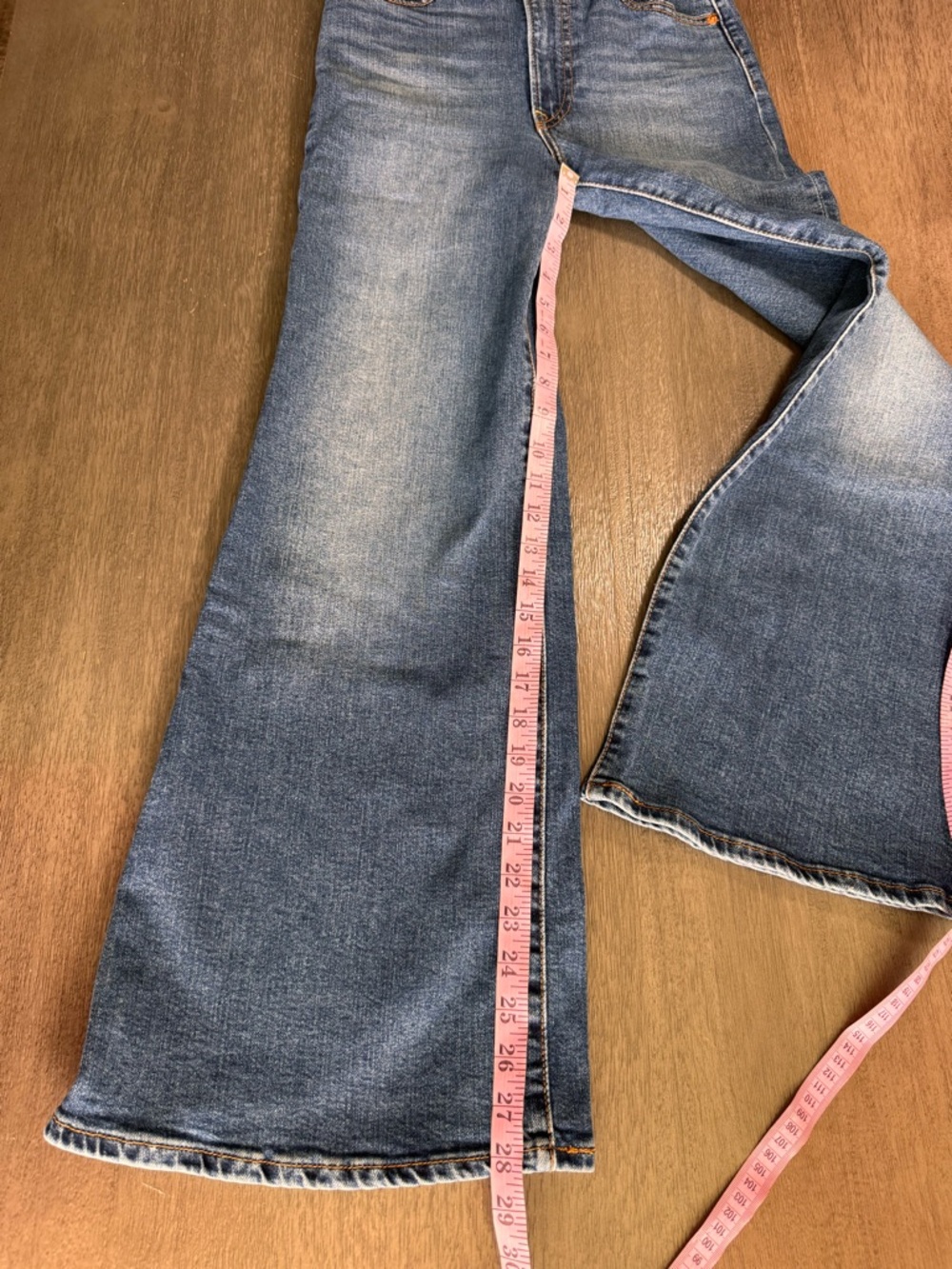 Levi’s Ribcage Bell Bellbottom Denim Jeans Dark Blue Flare 27 - Picture 12 of 13